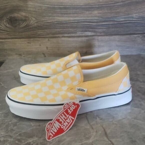 New Vans Classic Slip Checkerboard Womens Yellow Sneakers Size 6.5 Canvas Skater - Picture 7 of 10